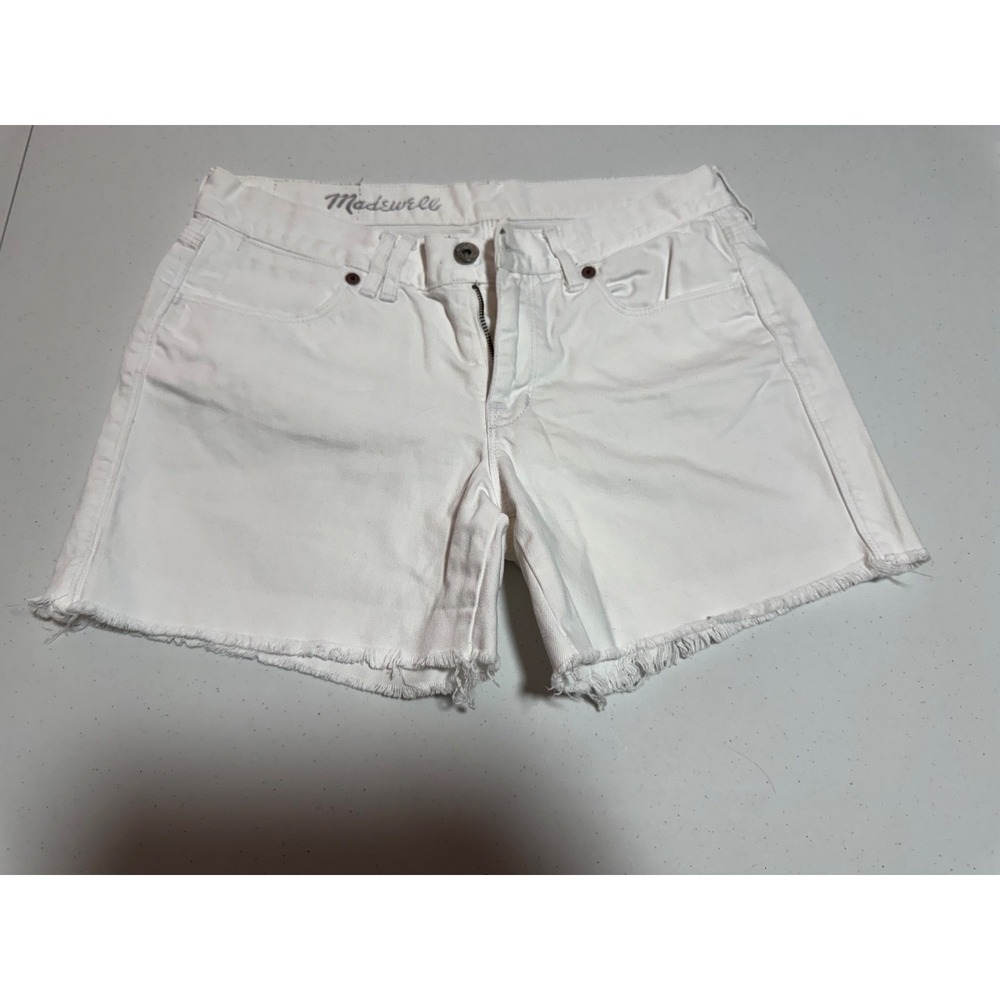 Madewell Womens White High Rise Denim Cutoff Shorts Raw Hem Size 27